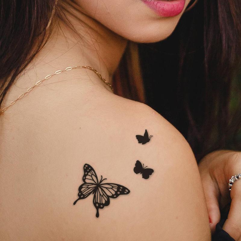 A Temporary Butterfly Tattoo Sticker, Black and White Waterproof Body Art Sticker, Suitable for Arms, Wrist and Shoulders, Long-Lasting Realistic, Fashion Accessories, Suitable for Parties, Events and Summer Outwear-Black Friday Deals