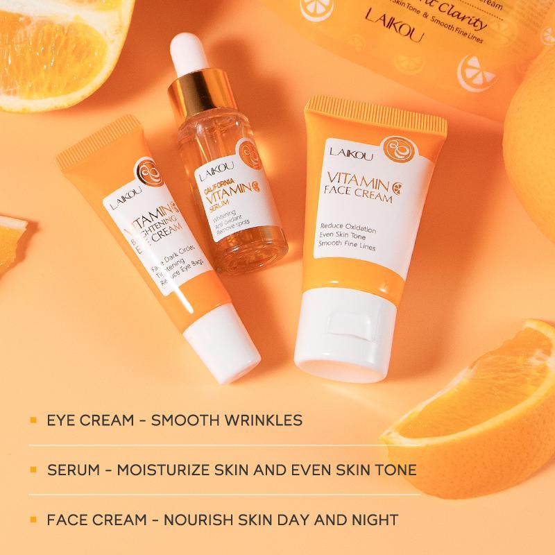 Vitamin C Comfort Skin Care Kit, Including Serum & Eye Cream & Face Cream, Hydrating Nourishing Skincare Kit For Women & Men, Summer Gift, Christmas Gift