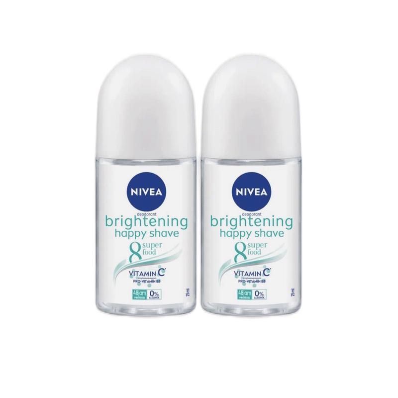 Nivea Brightening Happy Shave 8 Superfood Roll-On Deodorant, 1.7oz (Pack of 2) - Body Care Smooth Daily