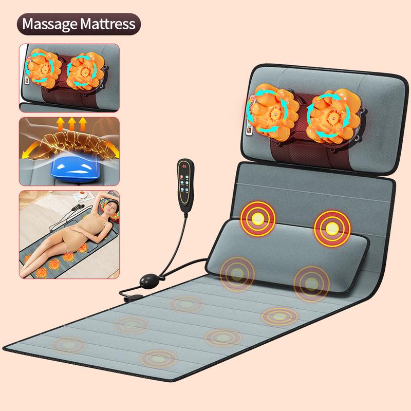 Full Body Massage Mat Pad with Heat, Chair Padwith 10 Vibration Motors & 2 Therapy Heating Pad withAuto Shut Off, Heated Massage Mattress Pad for Back Comfort Daily heat pad