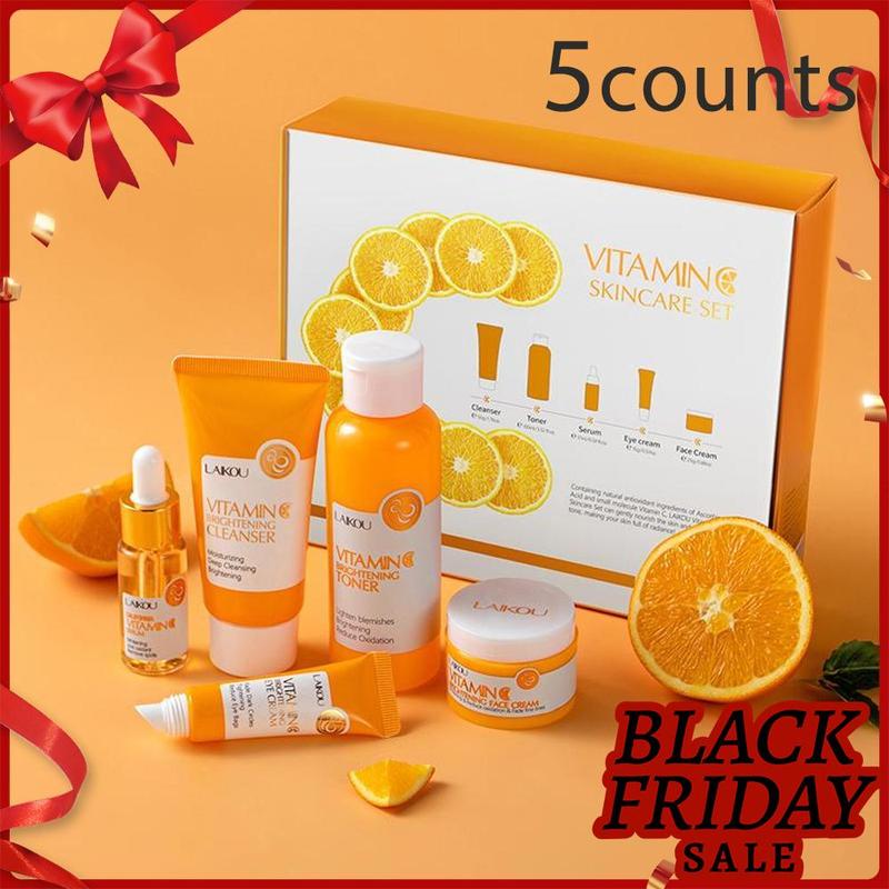 Vitamin C Skin Care Kits, Hydrating Skin Care Gift Box Set, Including Facial Cleanser, Toner, Serum, Eye Cream, Essence Cream, Skincare Product