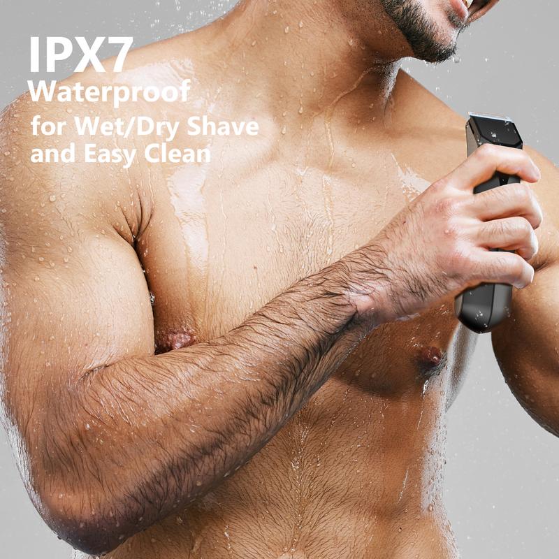 Body Hair Trimmer for Men - 2 Replaceable Ceramic Blades - Sharp & Gentle, Ball Shaver Men with LED Light IPX7 Waterproof, hair trimmers & clippers with Recharge Dock, Pubic Hair Trimmer Men, 7000RPM Mens Grooming Kit Comfort hair multicoloured