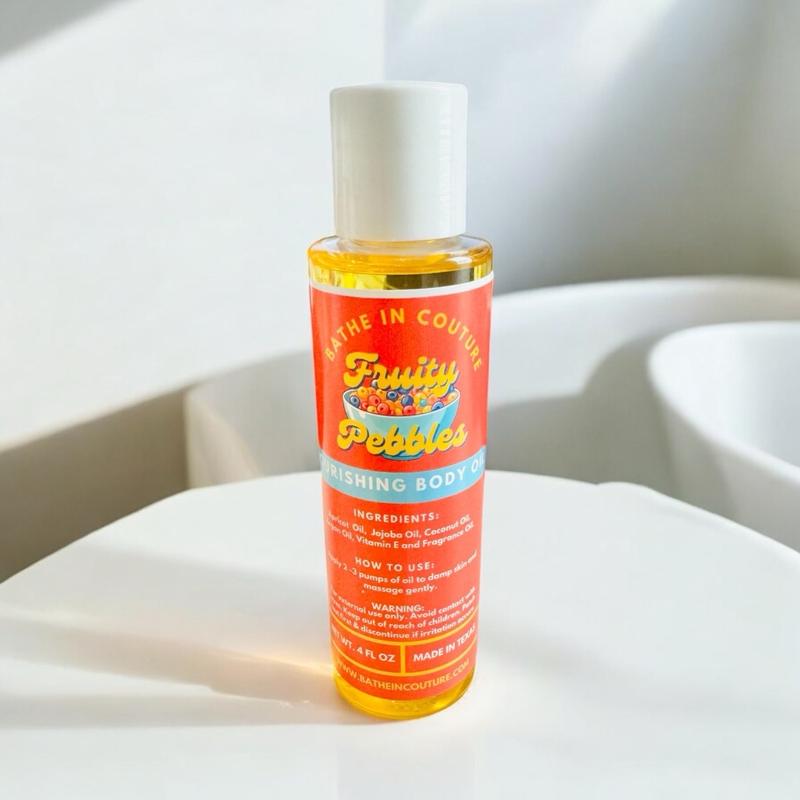 Fruity Pebbles Body Oil with Apricot, Argan, Jojoba, Coconut, and Vitamin E Body Care Blend