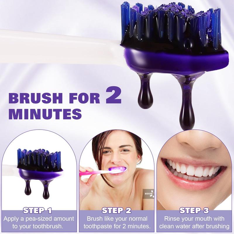 2Pcs Purple Toothpaste for Teeth Whitening, Teeth Whitening Kit - Purple Whitening Toothpaste 30ML, Colour Corrector, Purple Toothpaste, Purple Teeth Whitening