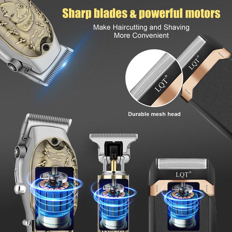 Professional Hair Clipper Set, 1 Set Cordless Electric Hair Trimmer & Beard Shaver & Accessories, Hair Cutting Machines, Hair Trimmer Machine, Multi-use Hair Grooming Tool for Men, Barber Kit