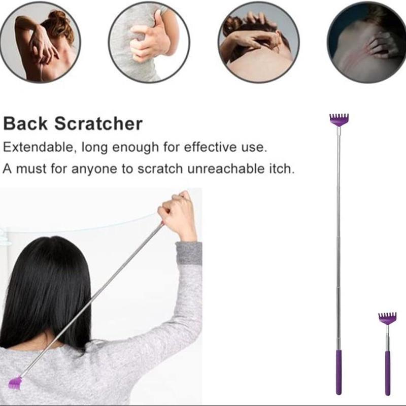 Head Massager & Back Massager, 2 Counts set Manual Massage Tool, Scalp Massager, Back Scrubber, Bath & Body Care Tool for Home & Travel, Christmas Gift