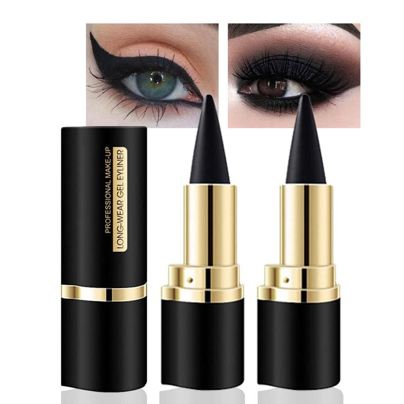 2Pcs Black Gel Eyeliner Pencil Set,Natural Cream Eye Liner Waterproof Smudge Proof,Cat Eye Black Smokey Eyeshadow Palette Stick Crayon,Goth Halloween Makeup,delineador de ojos contra el agua