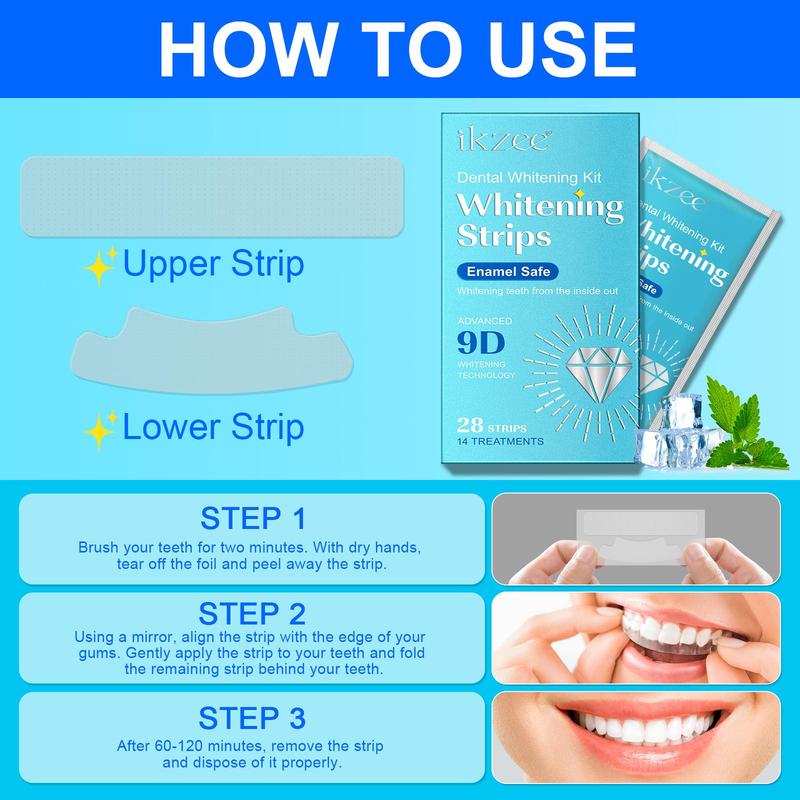 Teeth Brightening Strips, 28pcs box Advanced 9D Brightening Technology Teeth Strips, Suitable for Adults, Oral Care Products