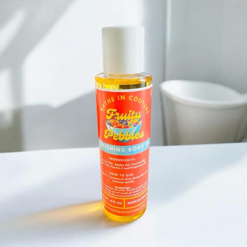 Fruity Pebbles Body Oil with Apricot, Argan, Jojoba, Coconut, and Vitamin E Body Care Blend