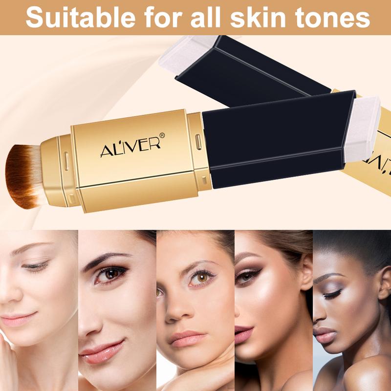 Aliver Colour Changing Foundation & Concealer Stick with Cosmetic Brushes, BB Cream Makeup Base Concealer Cover Moisturizing SPF15