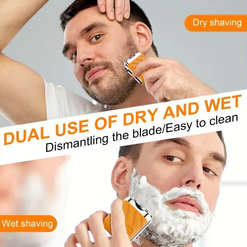 Portable Electric Shaver, Waterproof Electric Razor, Double Blade Floating Men's Electric Shaver, Men's Beauty Tool, Gift for Men