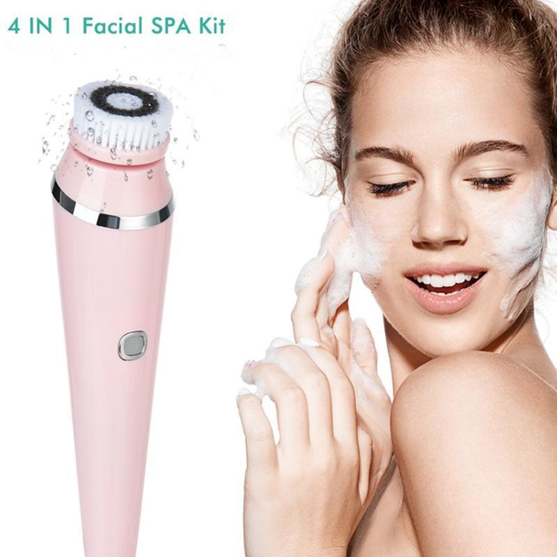 4-in-1 Electric Facial Brush Pore Cleaner Facial Cleanser Brush Waterproof Silicone Massage To Clean Blackheads Beauty Instrument