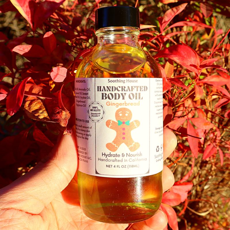 Handcrafted Gingerbread Cookie Body Oil with Cinnamon, Ginger, Nutmeg & Vanilla Fragrance Blend