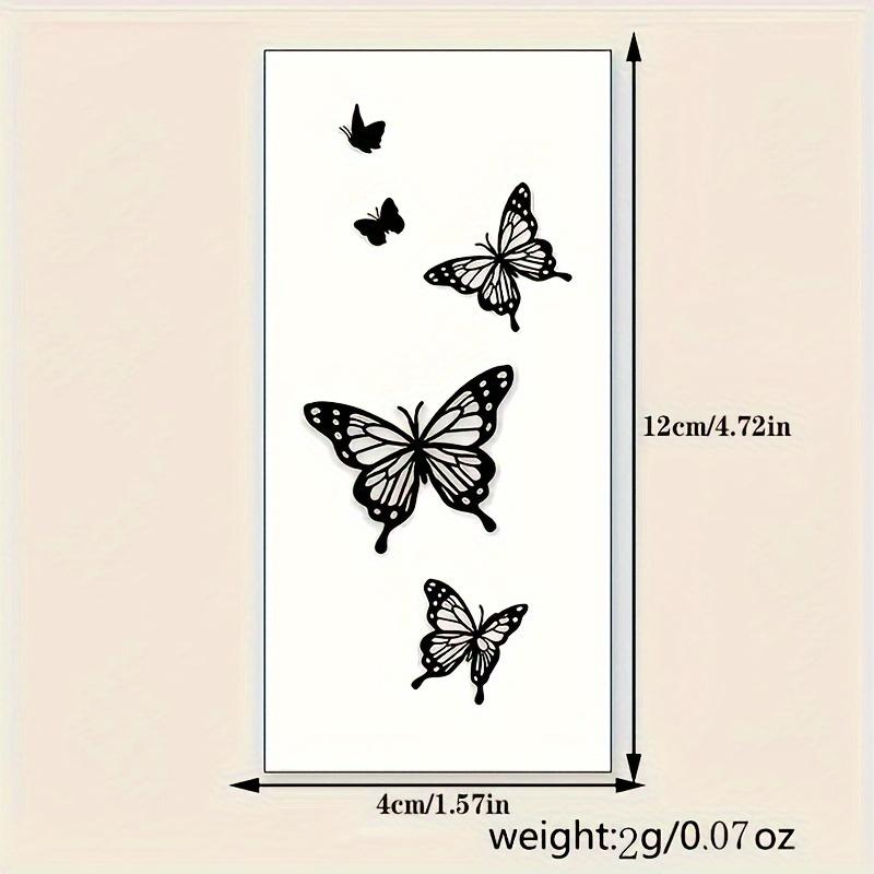 A Temporary Butterfly Tattoo Sticker, Black and White Waterproof Body Art Sticker, Suitable for Arms, Wrist and Shoulders, Long-Lasting Realistic, Fashion Accessories, Suitable for Parties, Events and Summer Outwear-Black Friday Deals