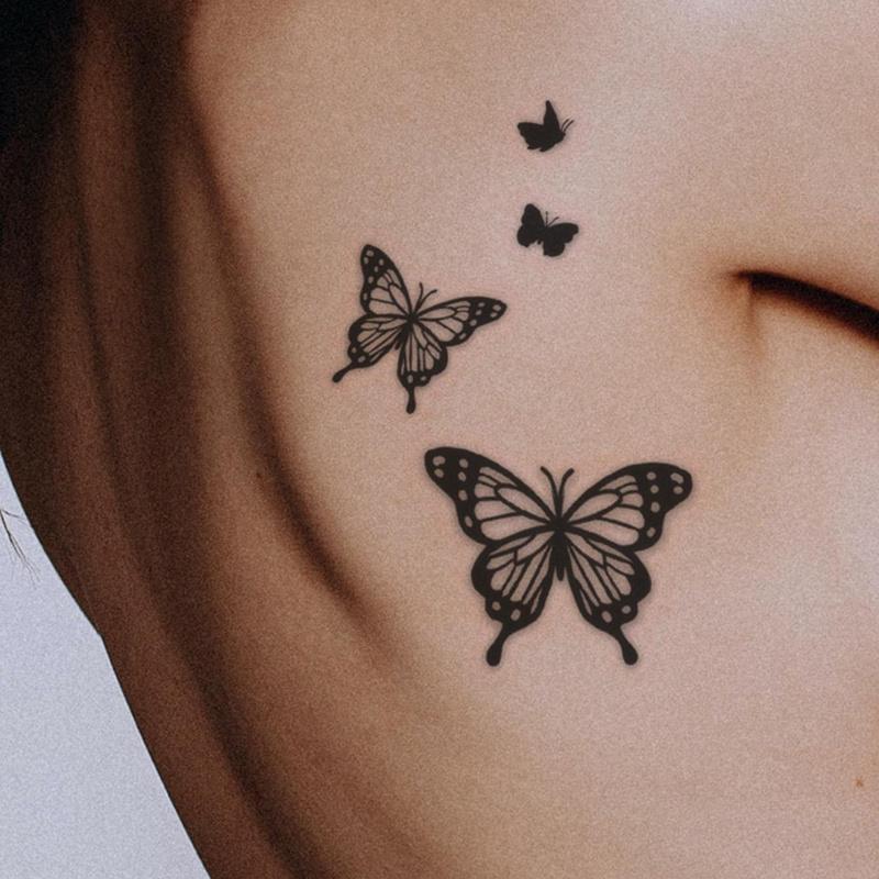 A Temporary Butterfly Tattoo Sticker, Black and White Waterproof Body Art Sticker, Suitable for Arms, Wrist and Shoulders, Long-Lasting Realistic, Fashion Accessories, Suitable for Parties, Events and Summer Outwear-Black Friday Deals