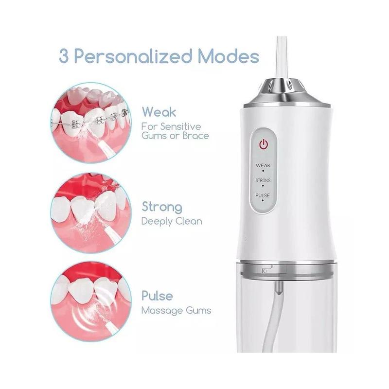 Cordless Water Flosser, 3 Modes, 4 Nozzles, USB Rechargeable, Ideal for Home & Travel Oral Care