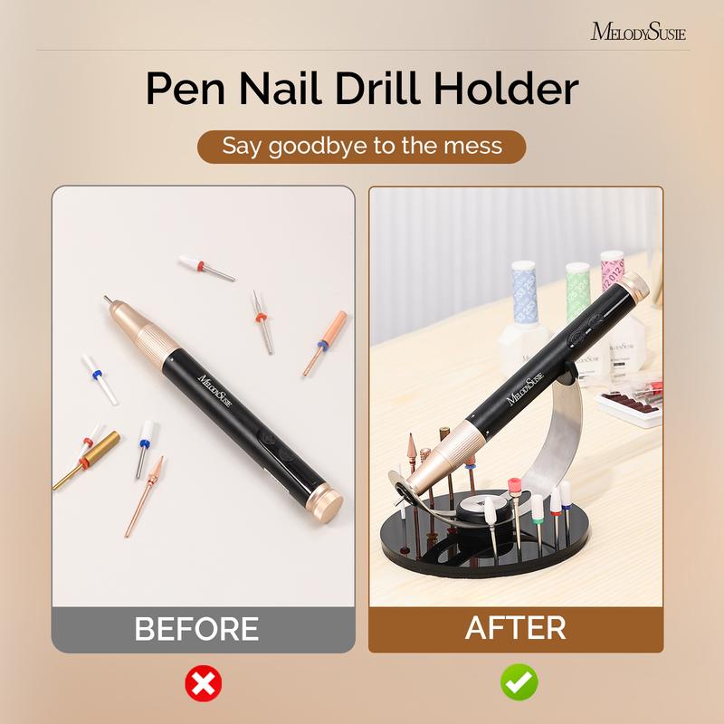 MelodySusie Nail Drill Holder, Nail Drill Pen & Bits Stand,10 Holes Acrylic Drill Bits Holder Manicure Nail Care