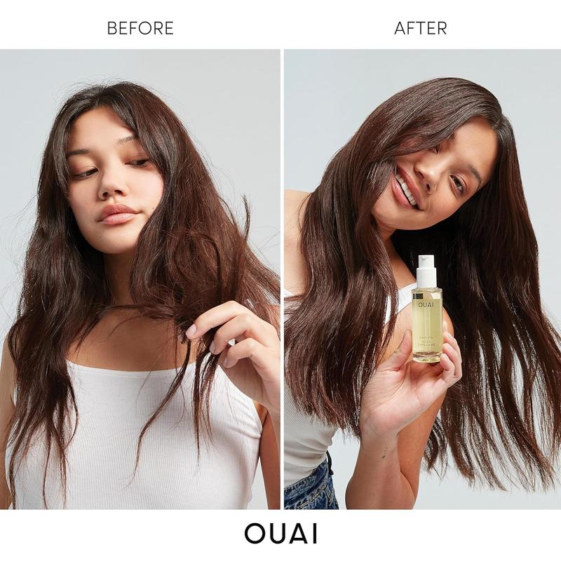 OUAI Hair Oil - Hair Heat Protectant Oil for Frizz Control - Adds Hair Shine and Smooths Split Ends - Color Safe Formula (1.5 oz) - OUAI