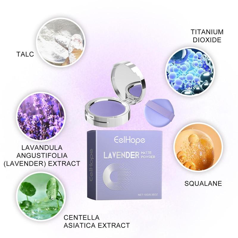 Lavender Matte Powder, 2 Boxes Long-lasting Oil-control Powder, Natural Lightweight Makeup Setting Powder, Face Makeup Accessories for Women & Girls