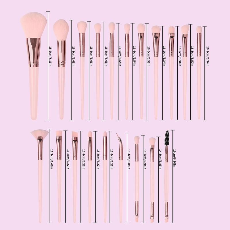 Foundation Makeup Tool Set, Including 20pcs Versatile Soft Makeup Brushes & 3 Counts Powder Puff & 3 Counts Finger Puff, Lightweight Smooth Makeup Accessories, Summer Gifts