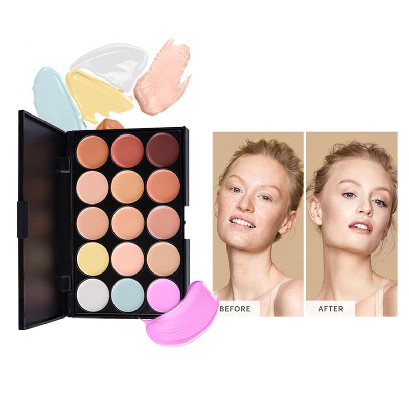 15 Color Moisturizing Cream Concealer Palette, Long-Lasting Full Coverage Correction Concealer Palette Foundation Camouflage Makeup Contour Set for Covering Correction Dark Circles Acne Blemishes #2