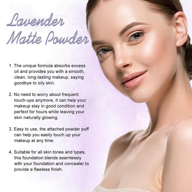 Lavender Matte Powder, 2 Boxes Long-lasting Oil-control Powder, Natural Lightweight Makeup Setting Powder, Face Makeup Accessories for Women & Girls