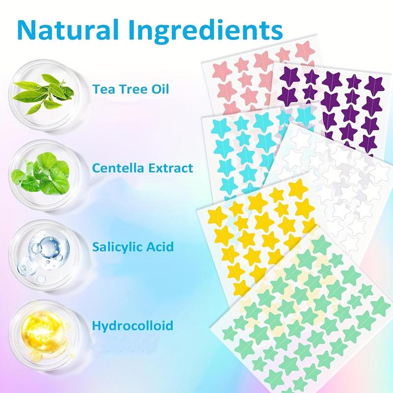 Colorful Star Series Cover Patches, 240pcs Hydrocolloid Cleaning Patches for Acne-prone Skin, Skincare Products, Gift for Girlfriend