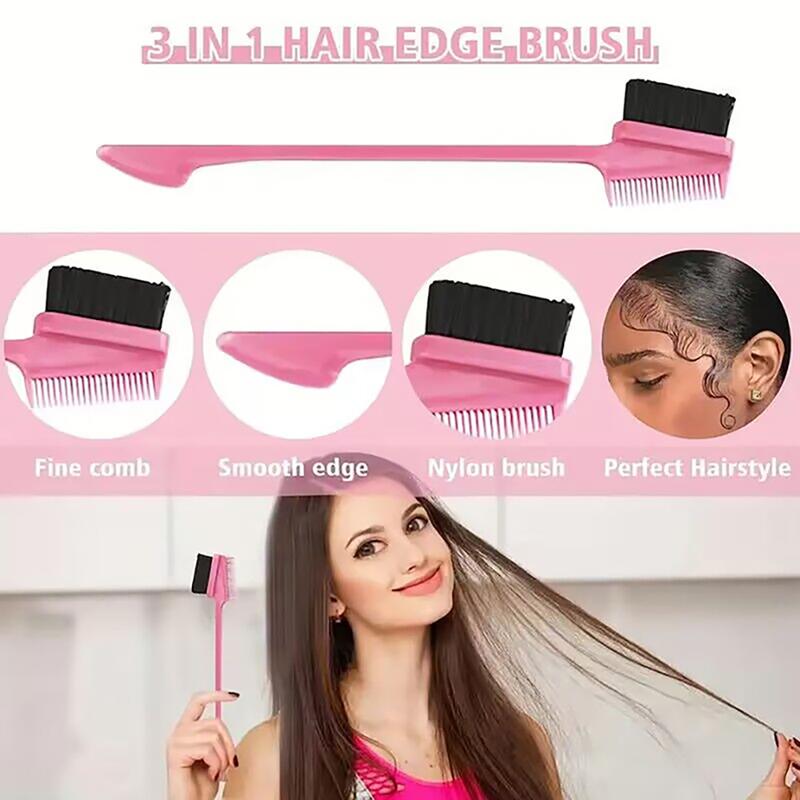 CurlyMe Hair Edge Brush Double Sided Edge Control Hair Smooth Comb Brushes Eyebrow Brush for Women Haircare Heatless