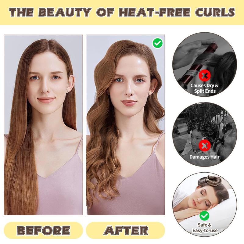 Heatless Hair Curler, 4 Counts set Hair Curling Tool, No Heat Hair Curler, Sleeping Hair Curler, Hair Styling Accessories for Women & Girls