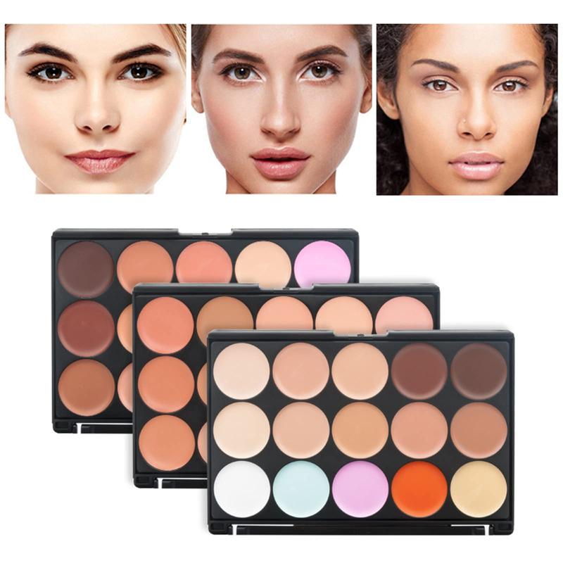 15 Color Moisturizing Cream Concealer Palette, Long-Lasting Full Coverage Correction Concealer Palette Foundation Camouflage Makeup Contour Set for Covering Correction Dark Circles Acne Blemishes #2