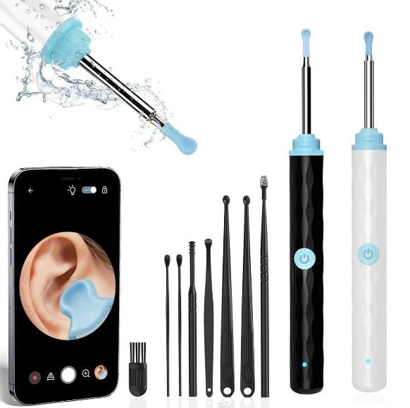 Ear Wax Removal Tool With Camera, 1 Set Portable Type-C Rechargeable Ear Cleaner, Waterproof Endoscope Ear Cleaning Tool, Ear Wax Removal Tool, Earwax Remover with 8 Ear Set, Otoscope with 6 LED Lights, Ear Wax Removal Kits