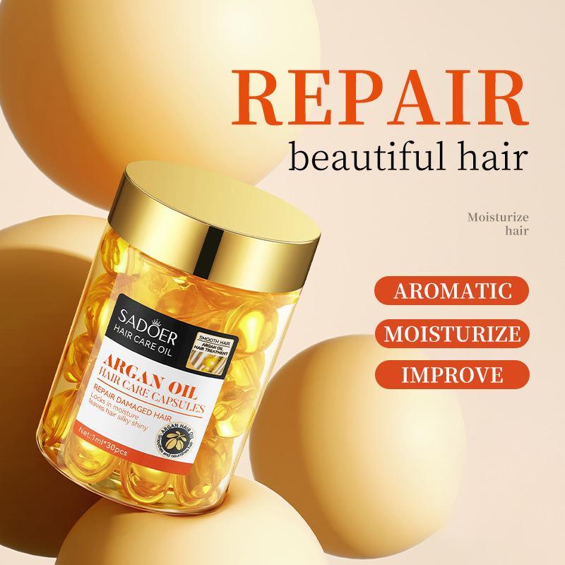 Argan Oil Hair Capsule, 30pcs box Potable Hair Oil, Healthy Hair Penetrates Root to Tip, Revitalizes Hair, Hair Care & Styling Product