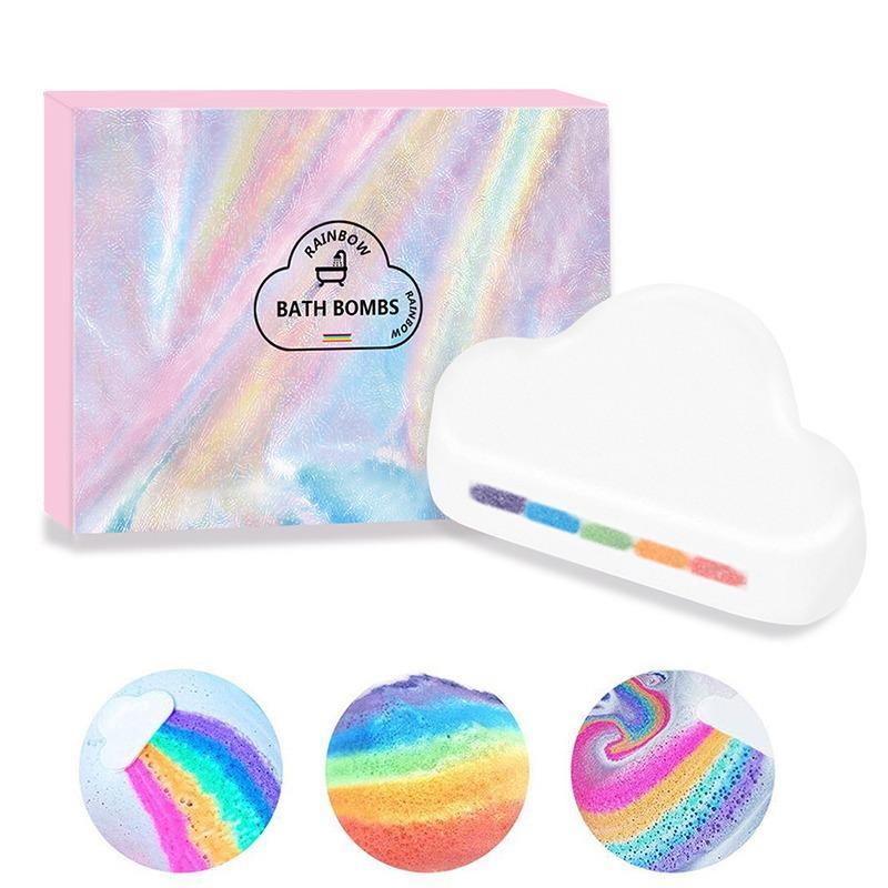 Rainbow Bath Bomb for Women Relaxing, Foaming Bath Bombs, Natural Essential Oils Nourish Shower Ball Gift Set, Colorful Bath Bubble Ball Fizzes Spa for Body Care, Christmas Gift