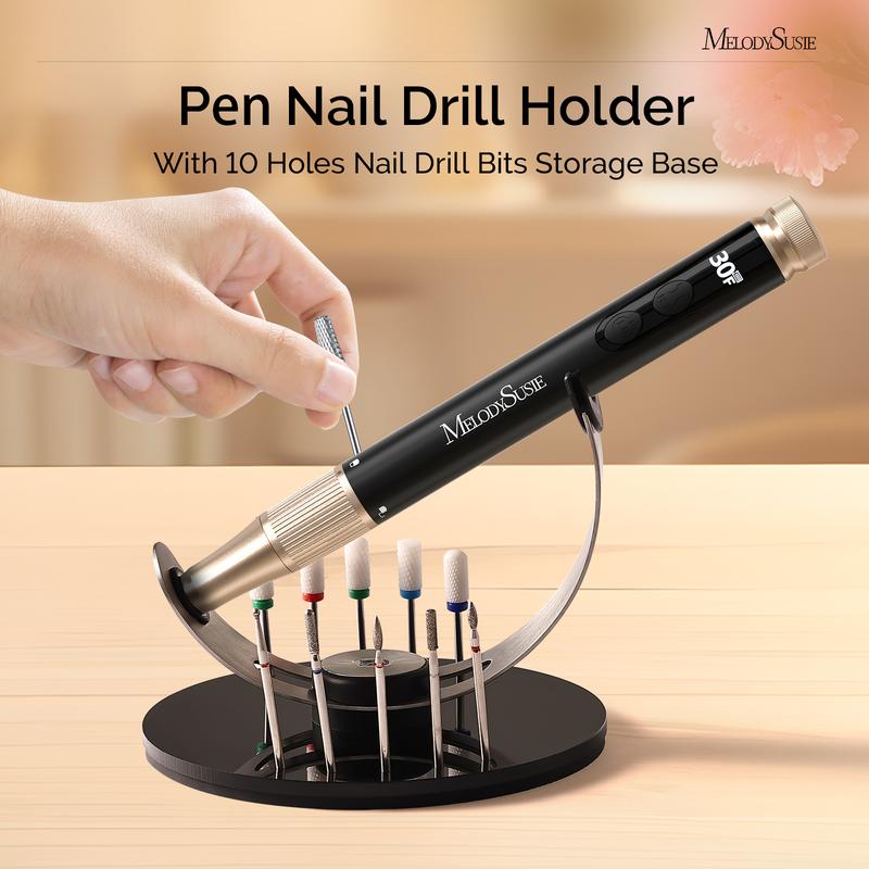 MelodySusie Nail Drill Holder, Nail Drill Pen & Bits Stand,10 Holes Acrylic Drill Bits Holder Manicure Nail Care