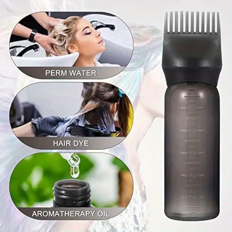 Silicone Hair Dye Bottle Set, 2 Counts set Hair Dye Bottle & Head Massage Brush, Heatless Styling Tool for Home & Salon Use, Christmas Gift