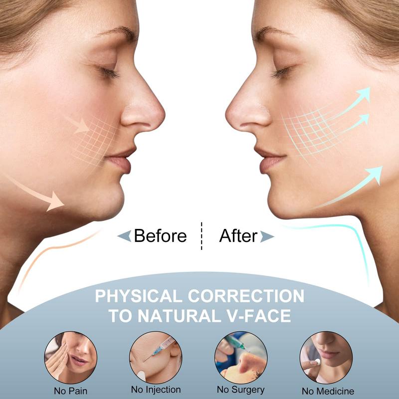 JUSRON Reusable V-line Shaping Face Msak High elasticity Soft Silicone Chin Strap Face Shaper to Removing Double Chin for Women and Men