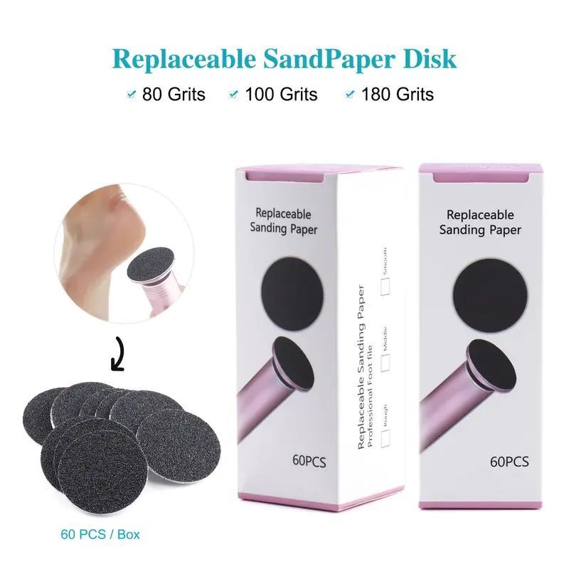 Electric Foot File Replacement Sandpaper, 60pcs box Callus Remover Sandpaper, Pedicure Tool for Home & Salon Use