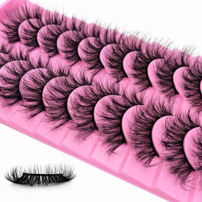 10 Pairs Cat Eye False Eyelashes, Natural Look Fluffy Curly Thick Faux Eyelashes, Portable Makeup Tool For Women, Christmas Gift