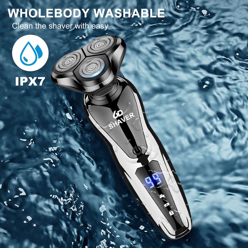 Mens Wet   Dry Electric Shaver Trimmer Rotary Razor Beard Shaving USB Rechargeable, Brush Comfort Waterproof For Father's day Gift.