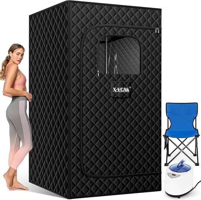 Portable Home Steam Sauna Box, 9-Level Sauna Tent with 2.6L Steamer, Compact 2.6’ x 2.6’ x 5.9’ Size for Personal Use