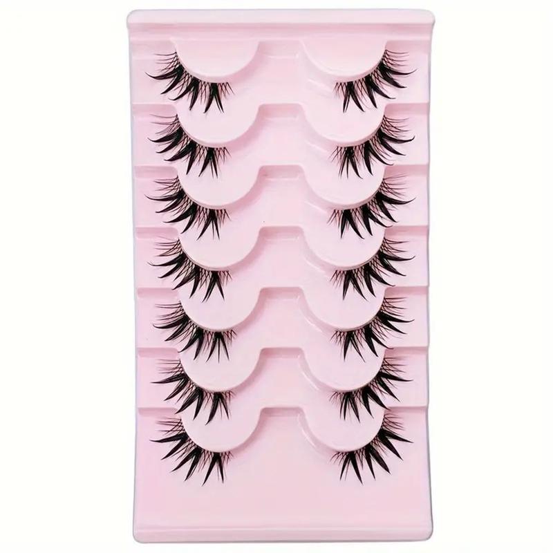 Transparent Stem Half Eye Lashes, 7 Pairs Natural Long 3D Lashes, Dramatic Clusters Manga Lashes, False Eyelashes For Cosplay Lashes