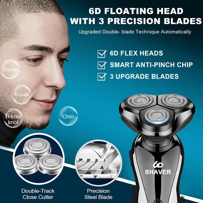 Mens Wet   Dry Electric Shaver Trimmer Rotary Razor Beard Shaving USB Rechargeable, Brush Comfort Waterproof For Father's day Gift.