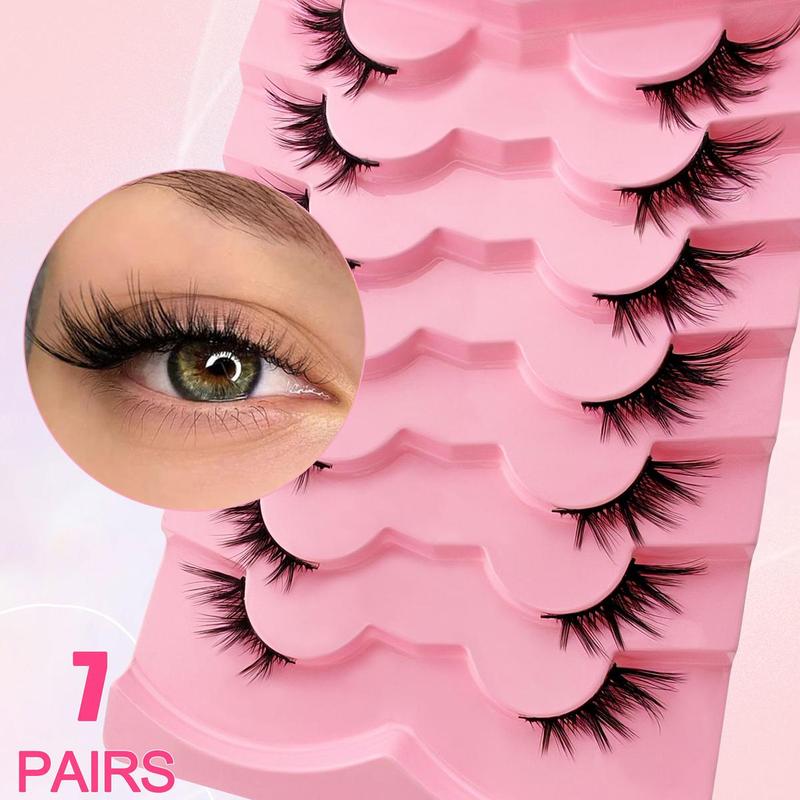 Half-eye False Eyelashes, 7 Pairs Natural Faux Lashes, Volumized False Eyelashes For Women And Girls Makeup Enhancement, Christmas, Christmas Gift