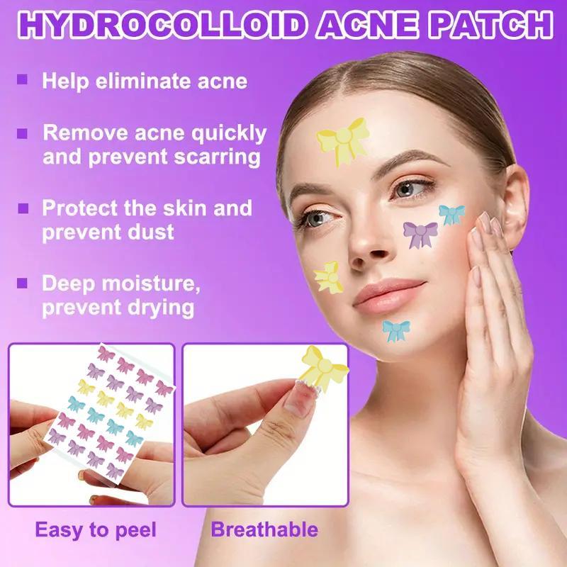 Multicolor Hydrocolloid Acne Patches, 96pcs box Cute Bowknot Design Acne Cover Patches, Facial Skin Care Products for Women & Men