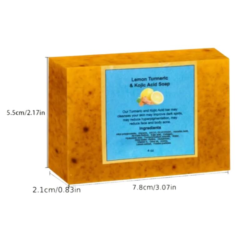 100g Lemon Turmeric KojicAcid SoapLemon Kojic Acid Soap BarTurmeric Soap BarKojic Acid SoapDark Spot Remover for Face,Deeply Cleanse Skin, Suitable for All Skin Types, with 1 Foaming Net, Handmade Soap soap skincare Moisturizing Soap Bar