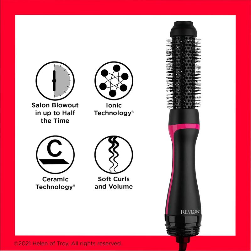 Revlon One Step Root Booster Round Brush Dryer and Hair Styler | Fight Frizz and Add Volume, (1-1 2 in)