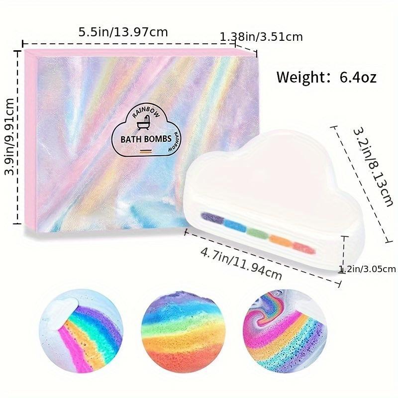 Rainbow Bath Bomb for Women Relaxing, Foaming Bath Bombs, Natural Essential Oils Nourish Shower Ball Gift Set, Colorful Bath Bubble Ball Fizzes Spa for Body Care, Christmas Gift