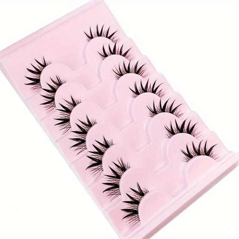 Transparent Stem Half Eye Lashes, 7 Pairs Natural Long 3D Lashes, Dramatic Clusters Manga Lashes, False Eyelashes For Cosplay Lashes