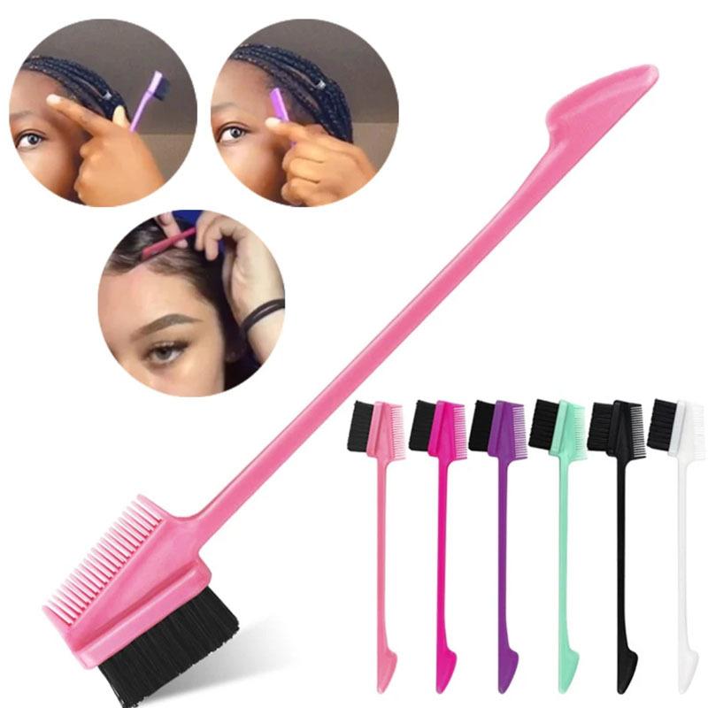 CurlyMe Hair Edge Brush Double Sided Edge Control Hair Smooth Comb Brushes Eyebrow Brush for Women Haircare Heatless