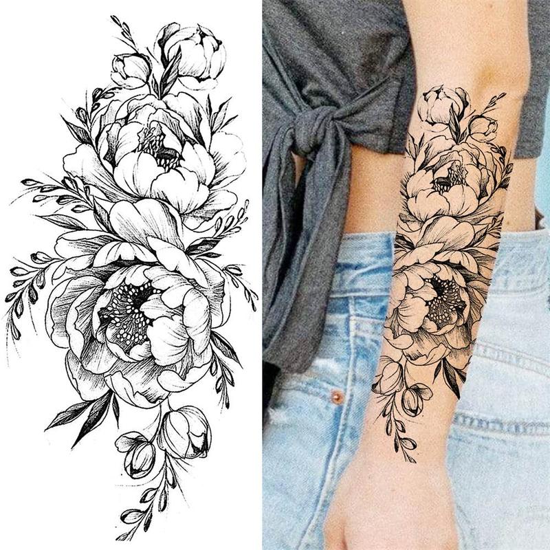 Flower Pattern Temporary Tattoo Sticker, 10pcs set Realistic Fake Tattoo Sticker, Body Art Decoration for Women & Men